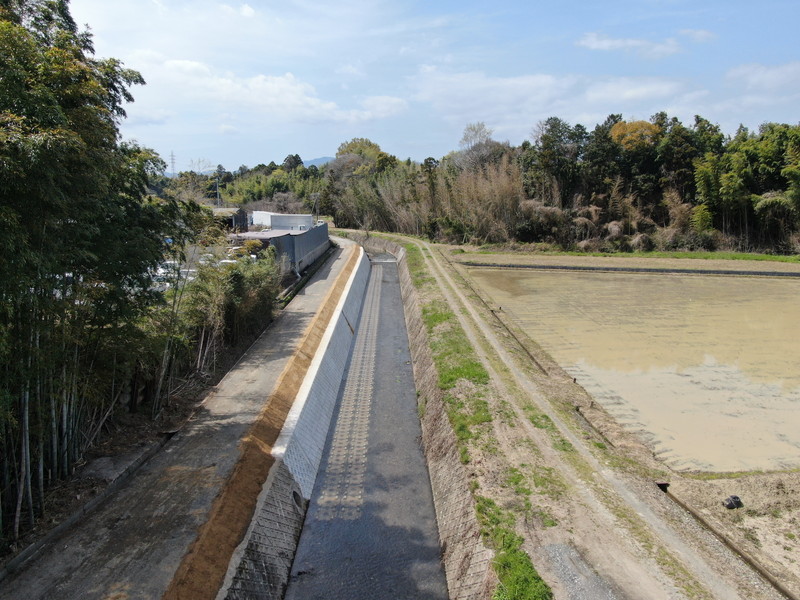 一級河川蒲川護岸復旧工事（空撮）